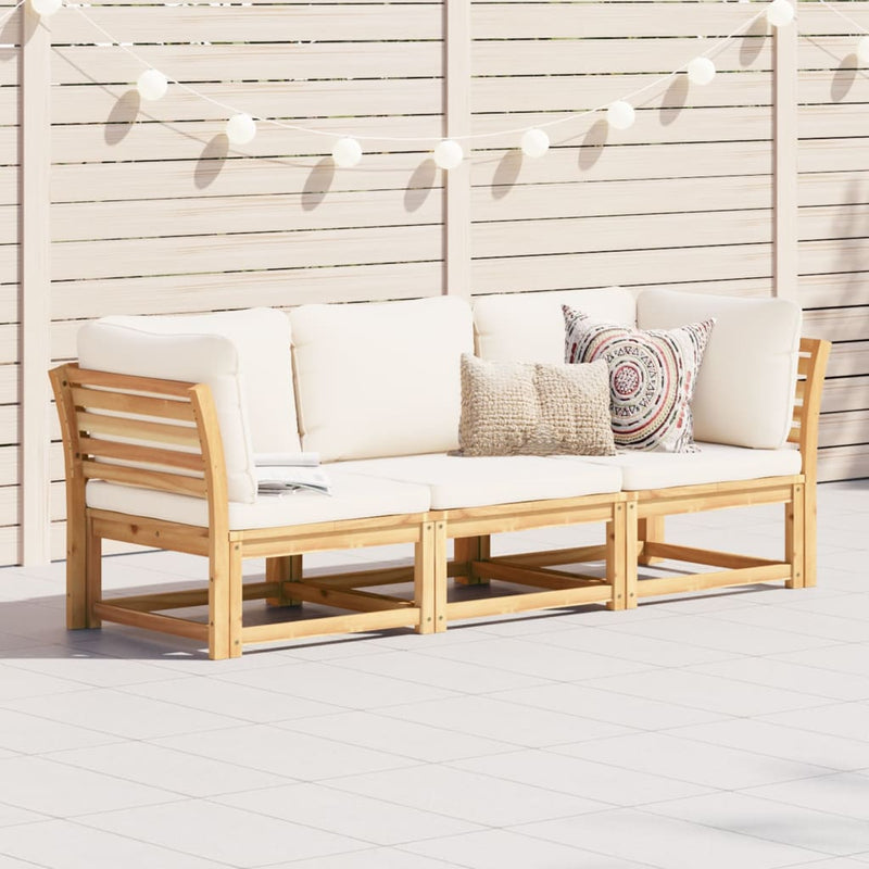 3 Piece Garden Lounge Set with Cushions Solid Wood Acacia