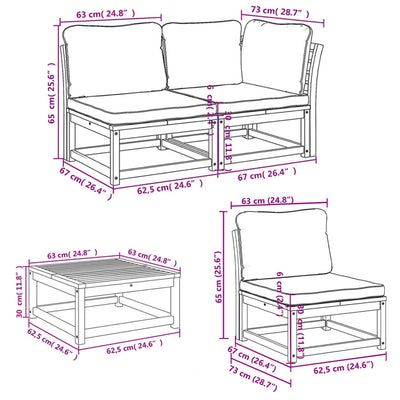 5 Piece Garden Lounge Set with Cushions Solid Wood Acacia