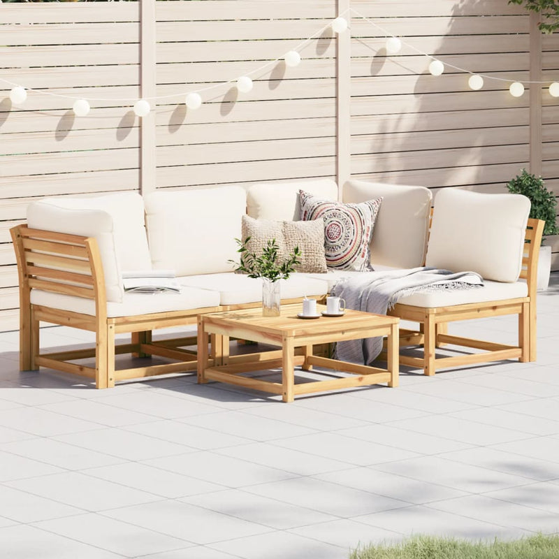 5 Piece Garden Lounge Set with Cushions Solid Wood Acacia