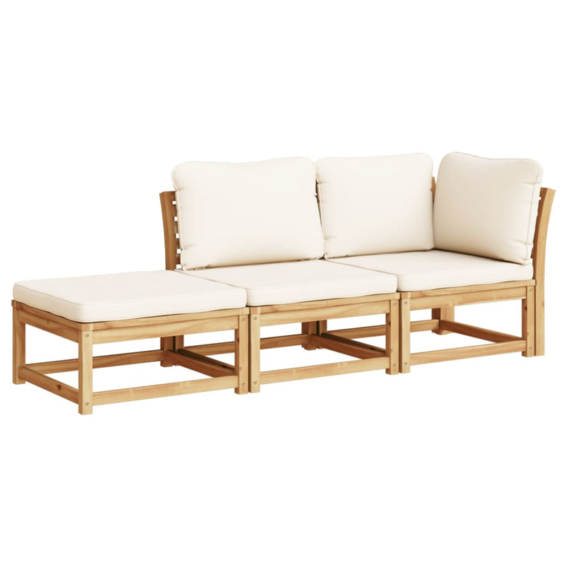 3 Piece Garden Lounge Set with Cushions Solid Wood Acacia