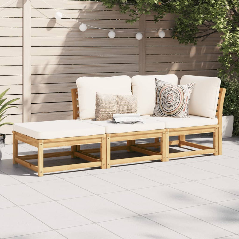 3 Piece Garden Lounge Set with Cushions Solid Wood Acacia