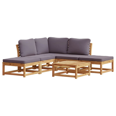 6 Piece Garden Lounge Set with Cushions Solid Wood Acacia