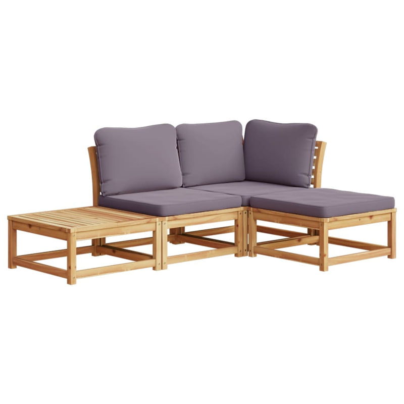 4 Piece Garden Lounge Set with Cushions Solid Wood Acacia