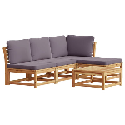 5 Piece Garden Lounge Set with Cushions Solid Wood Acacia