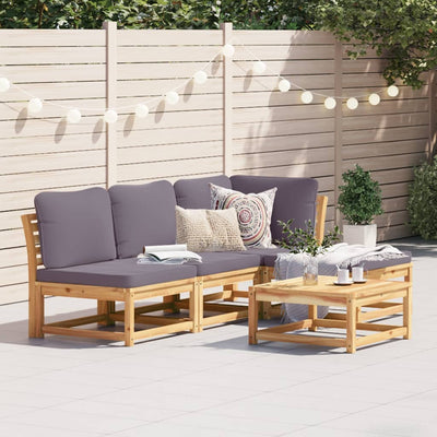 5 Piece Garden Lounge Set with Cushions Solid Wood Acacia