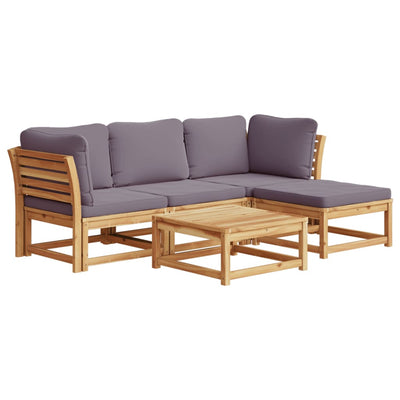 5 Piece Garden Lounge Set with Cushions Solid Wood Acacia