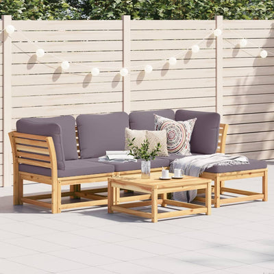 5 Piece Garden Lounge Set with Cushions Solid Wood Acacia