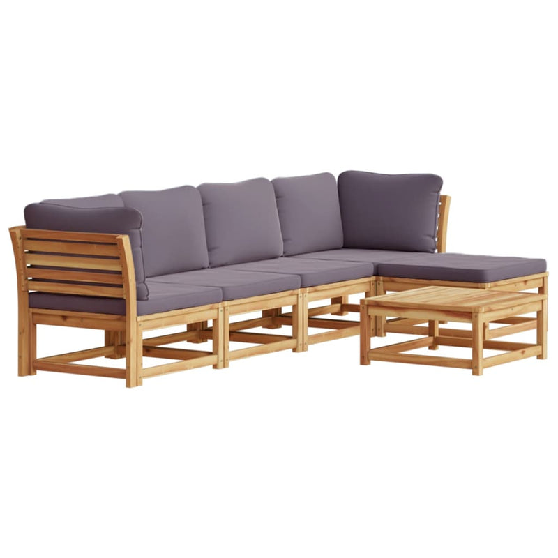 6 Piece Garden Lounge Set with Cushions Solid Wood Acacia