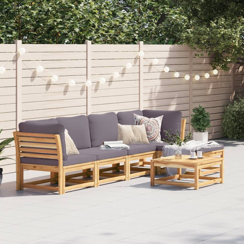 6 Piece Garden Lounge Set with Cushions Solid Wood Acacia