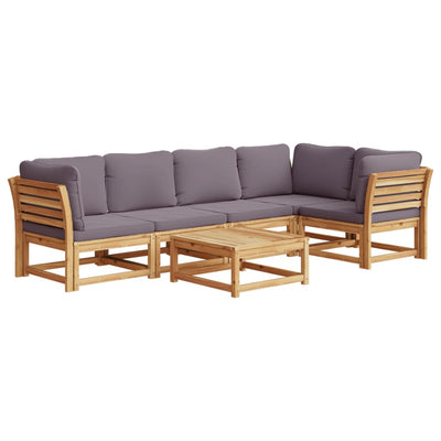 6 Piece Garden Lounge Set with Cushions Solid Wood Acacia