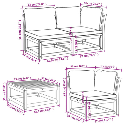 6 Piece Garden Lounge Set with Cushions Solid Wood Acacia