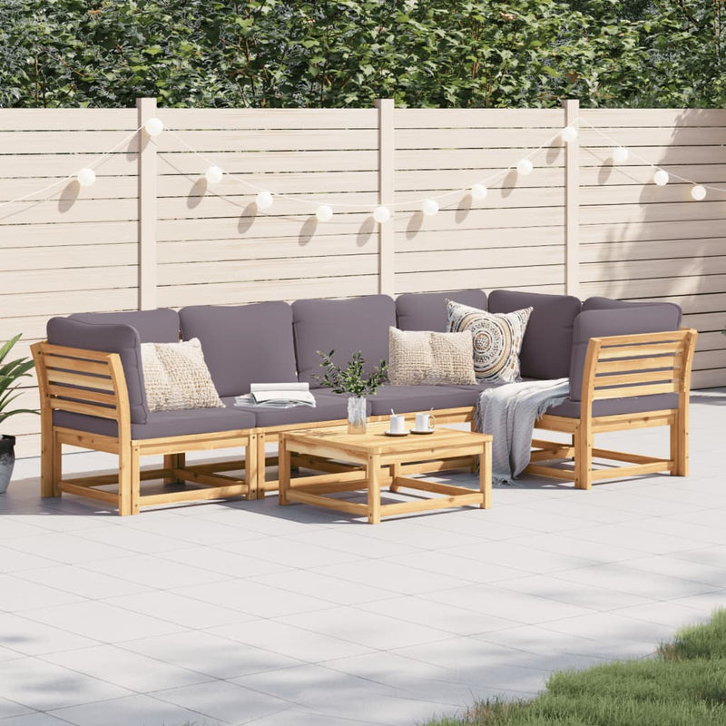 6 Piece Garden Lounge Set with Cushions Solid Wood Acacia