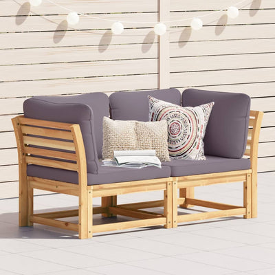 Garden Sofa with Cushions 2-Seater Solid Wood Acacia