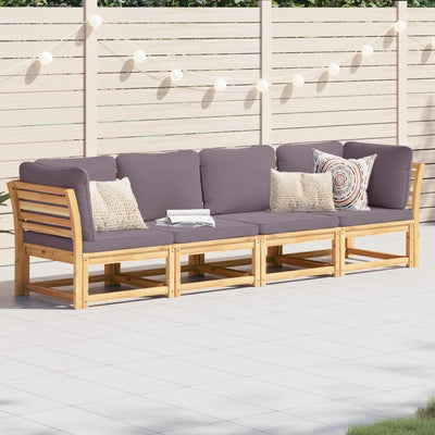 4 Piece Garden Lounge Set with Cushions Solid Wood Acacia