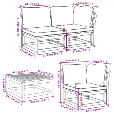 6 Piece Garden Lounge Set with Cushions Solid Wood Acacia