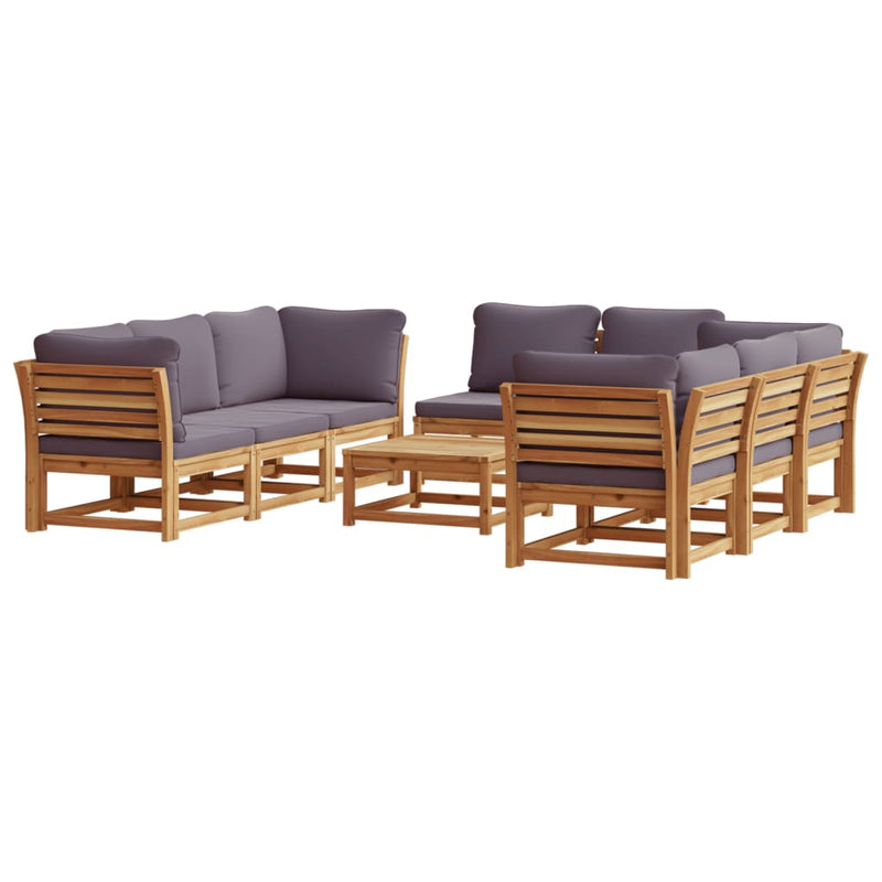 9 Piece Garden Lounge Set with Cushions Solid Wood Acacia