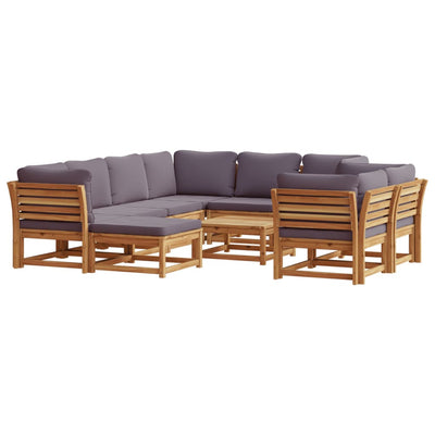 10 Piece Garden Lounge Set with Cushions Solid Wood Acacia