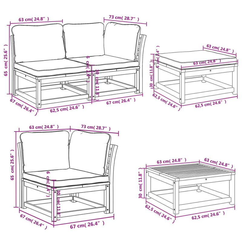 10 Piece Garden Lounge Set with Cushions Solid Wood Acacia