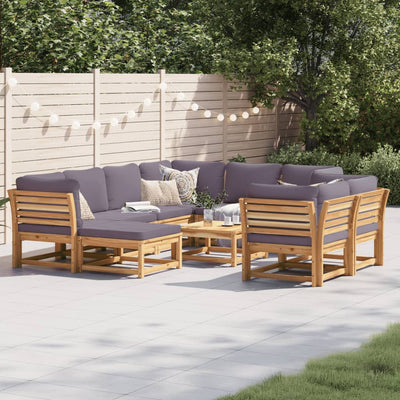 10 Piece Garden Lounge Set with Cushions Solid Wood Acacia