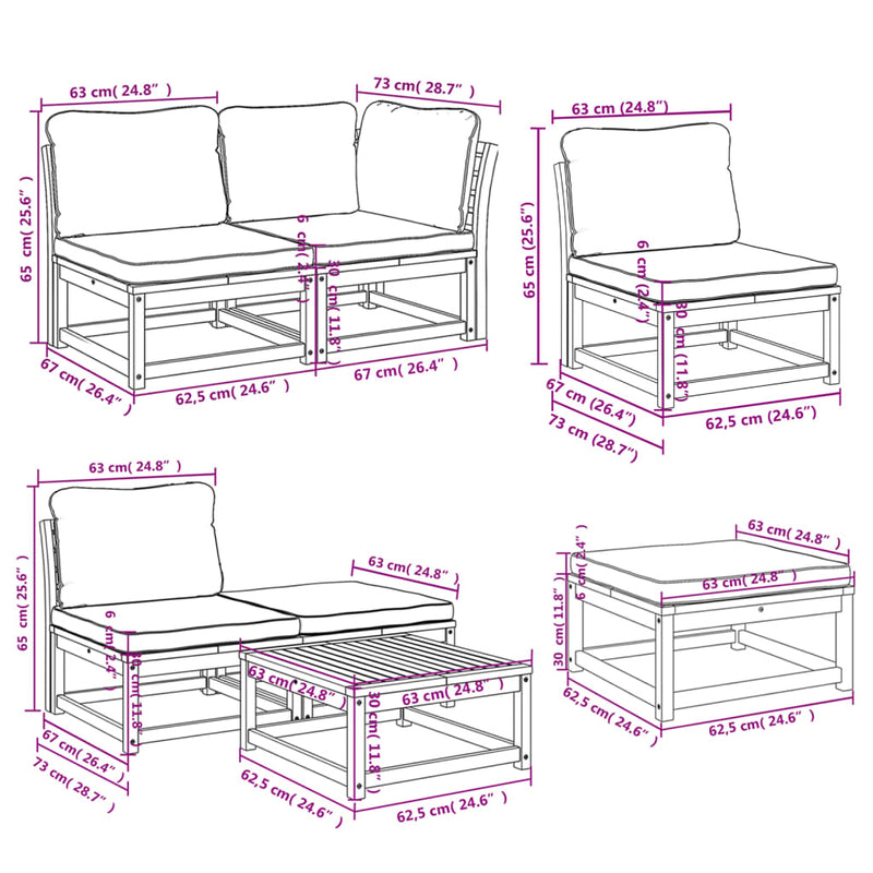 11 Piece Garden Lounge Set with Cushions Solid Wood Acacia