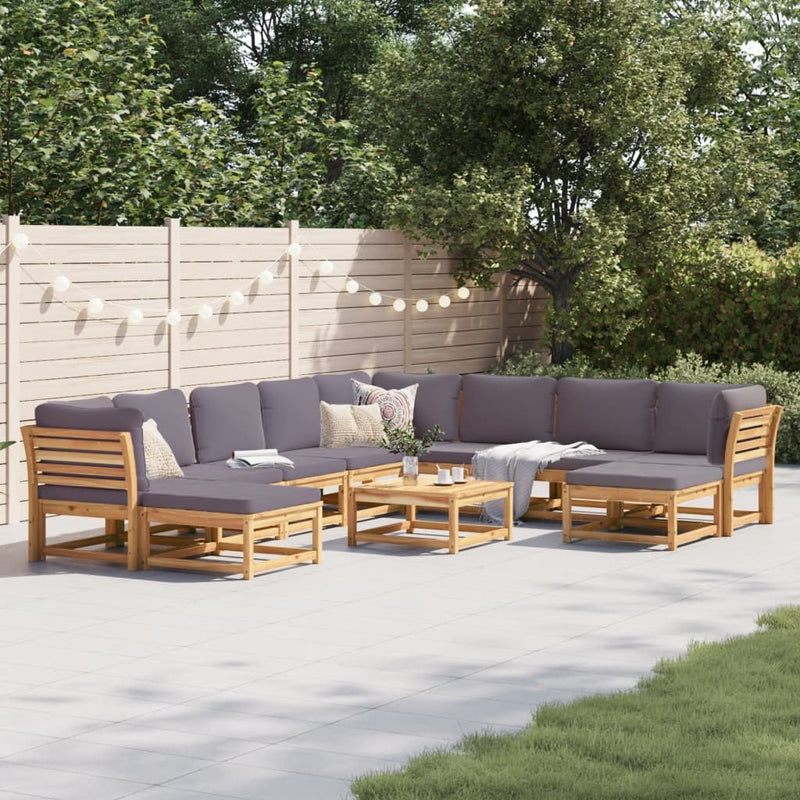 11 Piece Garden Lounge Set with Cushions Solid Wood Acacia