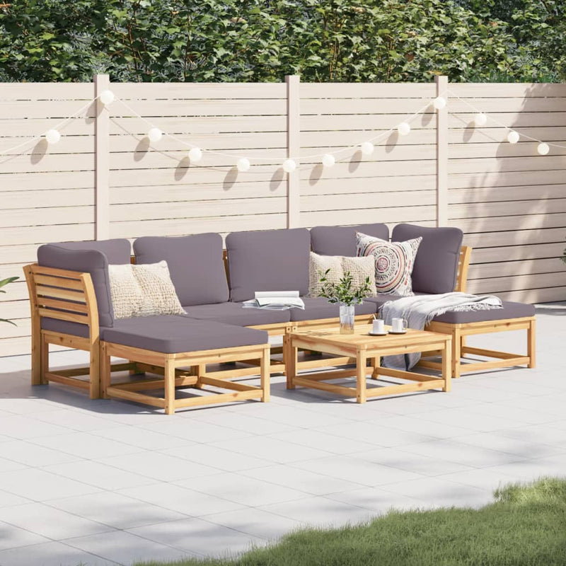 7 Piece Garden Lounge Set with Cushions Solid Wood Acacia