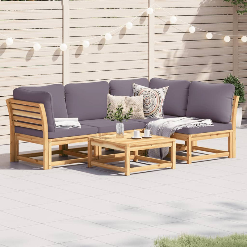 5 Piece Garden Lounge Set with Cushions Solid Wood Acacia