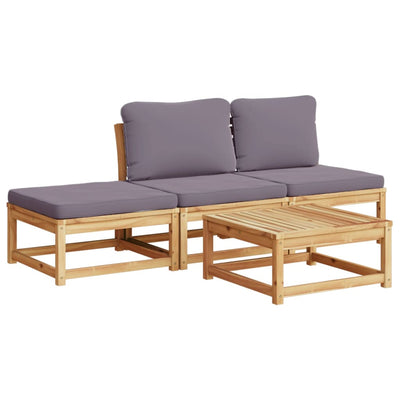 4 Piece Garden Lounge Set with Cushions Solid Wood Acacia