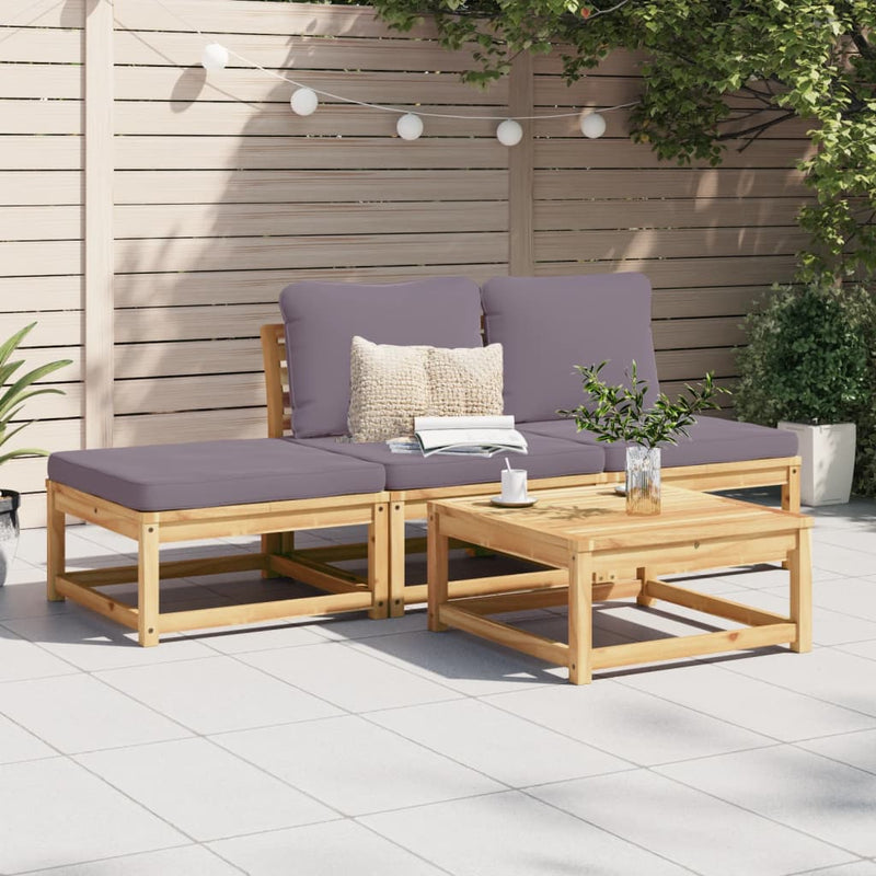 4 Piece Garden Lounge Set with Cushions Solid Wood Acacia