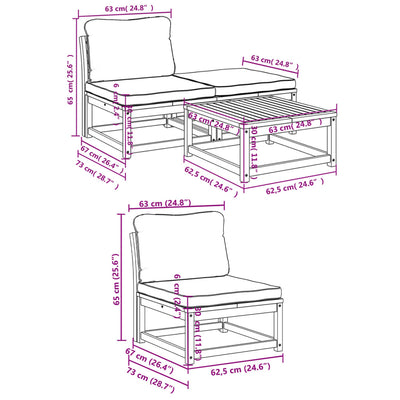 4 Piece Garden Lounge Set with Cushions Solid Wood Acacia