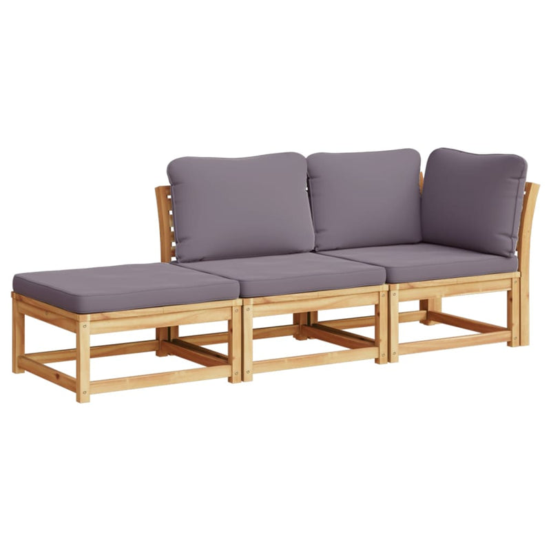 3 Piece Garden Lounge Set with Cushions Solid Wood Acacia