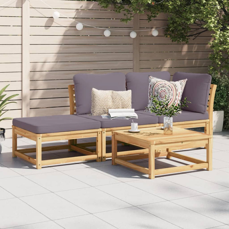 3 Piece Garden Lounge Set with Cushions Solid Wood Acacia