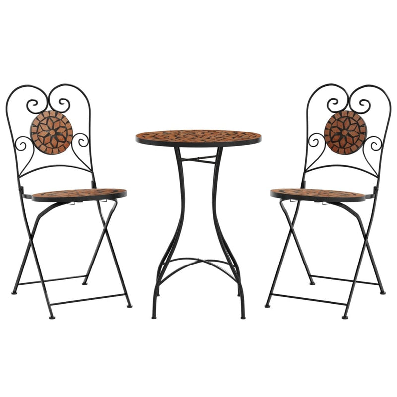 Mosaic Bistro Set Terracotta Iron and Ceramic