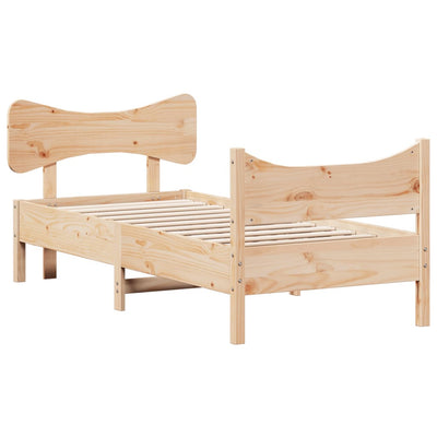 Bed Frame with Headboard 92x187 cm Single Size Solid Wood Pine