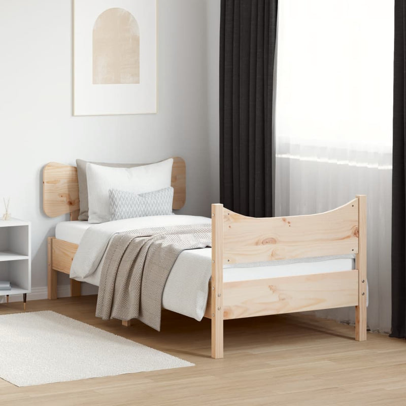 Bed Frame with Headboard 92x187 cm Single Size Solid Wood Pine