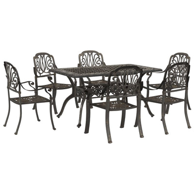 7 Piece Garden Dining Set Bronze Cast Aluminium