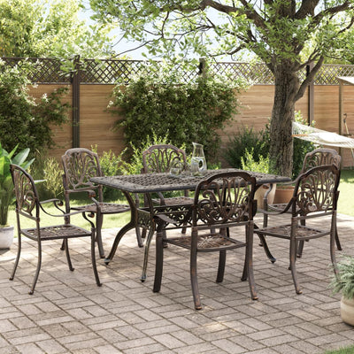 7 Piece Garden Dining Set Bronze Cast Aluminium