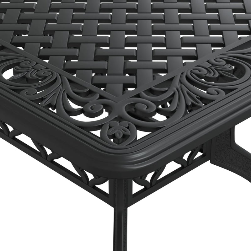 7 Piece Garden Dining Set Black Cast Aluminium