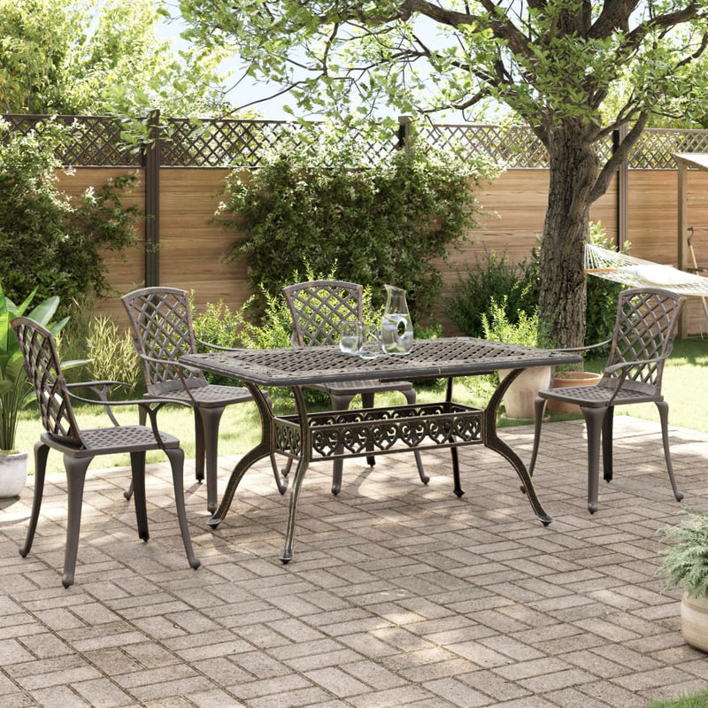 5 Piece Garden Dining Set Bronze Cast Aluminium