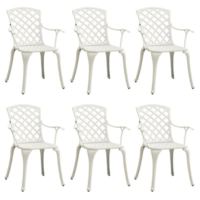 Garden Chairs 6 pcs Cast Aluminium White