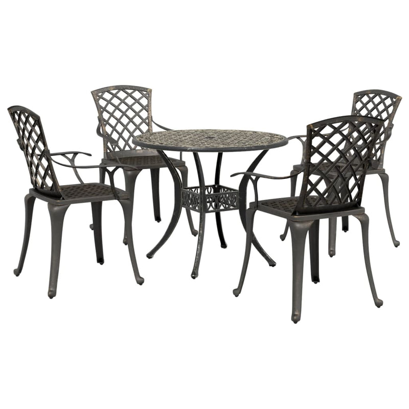 5 Piece Garden Dining Set Bronze Cast Aluminium