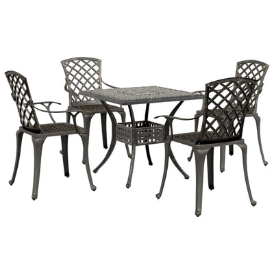 5 Piece Garden Dining Set Bronze Cast Aluminium