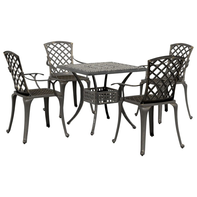 5 Piece Garden Dining Set Bronze Cast Aluminium