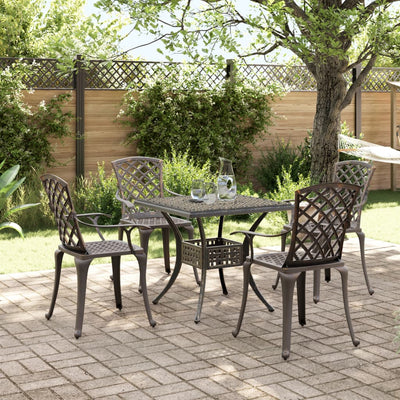 5 Piece Garden Dining Set Bronze Cast Aluminium