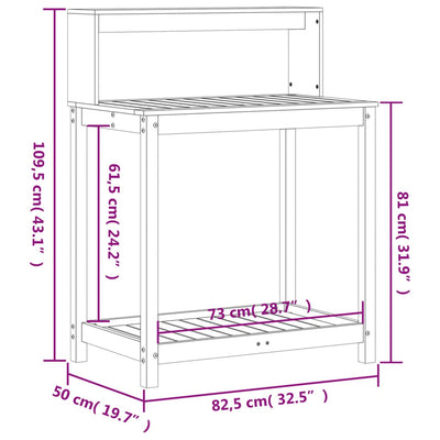 Potting Table with Shelves 82.5x50x109.5 cm Solid Wood Douglas