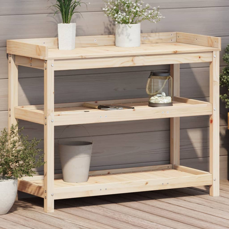 Potting Table with Shelves 108x45x86.5 cm Solid Wood Pine