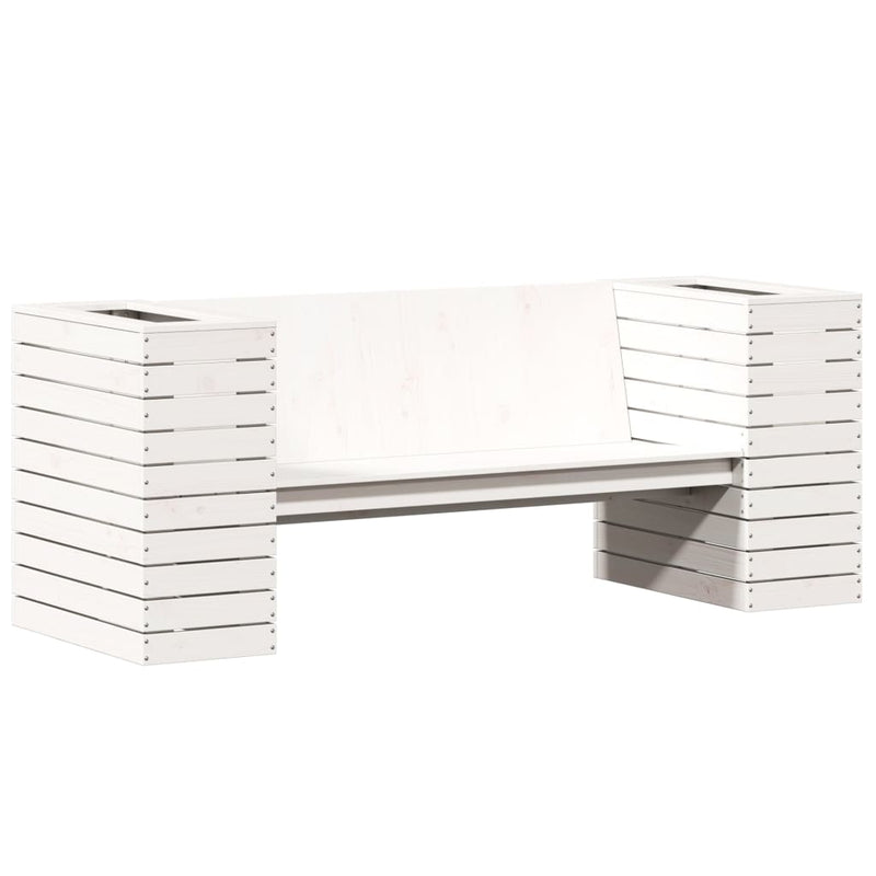 Planter Bench White 167.5x60x65 cm Solid Wood Pine