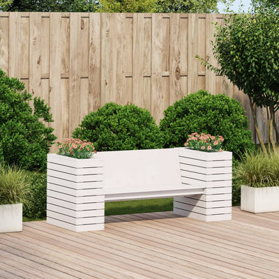 Planter Bench White 167.5x60x65 cm Solid Wood Pine