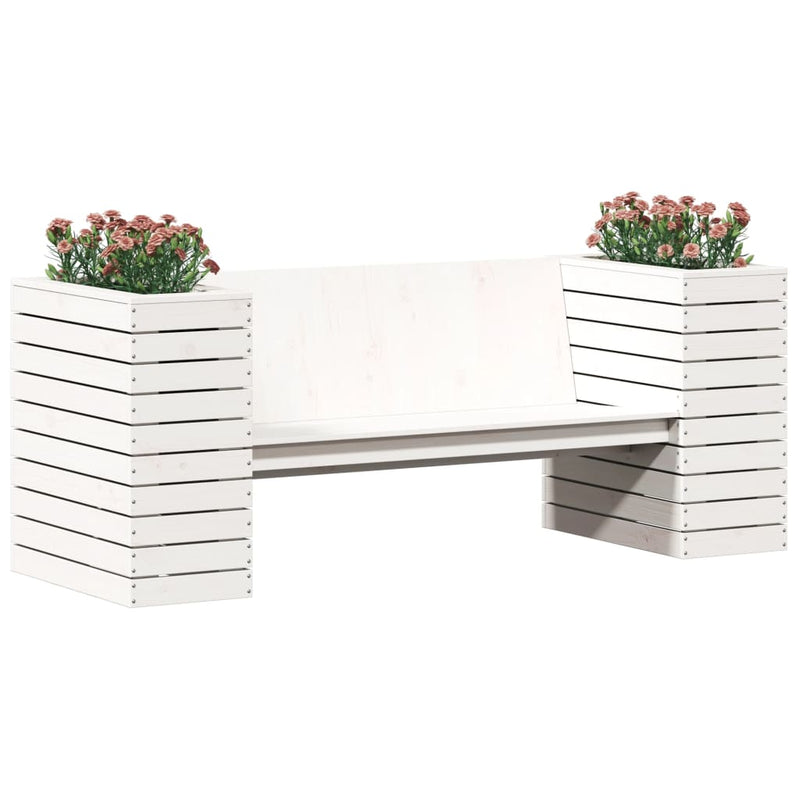 Planter Bench White 167.5x60x65 cm Solid Wood Pine