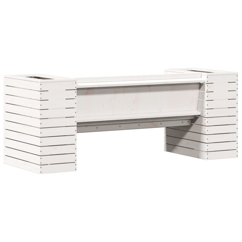 Planter Bench White 167.5x60x65 cm Solid Wood Pine